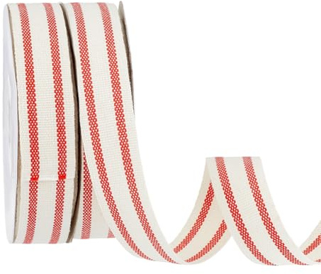 PH PandaHall Nastro a righe da 9,1 m, 1,5 cm, nastro di cotone a righe rosse e bianche, nastro in gros grain su entrambi i lati, per San Valentino, Natale, decorazioni per la casa, confezioni regalo