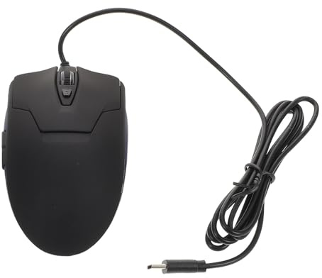 POPETPOP Souris avec 6 Boutons Ergonomiques Filaire pour Ordinateur Portable Noire Connexion Stable LED Bleue, 4 Niveaux de Dpi 800/1200/1600/2400, Jeu