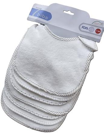 SHINNINGSTARBABY Baby's 0-6 Months 7 Pics of Soft Double Layers Cotton Absorbent Bandana 7 Bibs Pack (white)