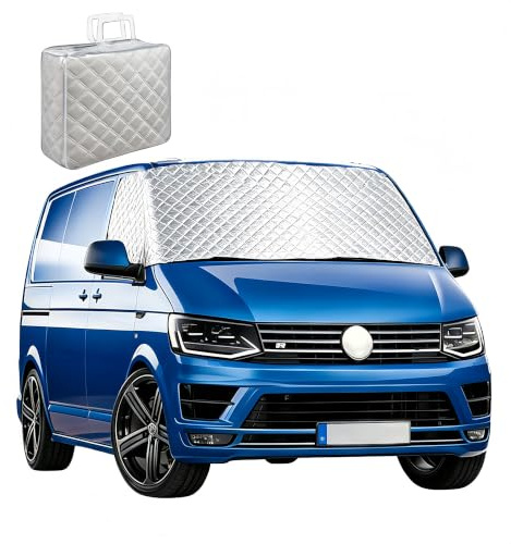 Feithmonic Copertura Parabrezza Auto Adatte per VW T5, Parasole per Parabrezza Anteriore Esterno, Anti UV Protezione Solare, Tende Termica per Volkswagen Transporter Camper, con Sacchetto Portaoggetti