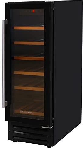 Russell Hobbs Freestanding or Integrated Large, Drinks & Wine Chiller with Glass Door, 18 Bottle Capacity in Black RHBI18WC1