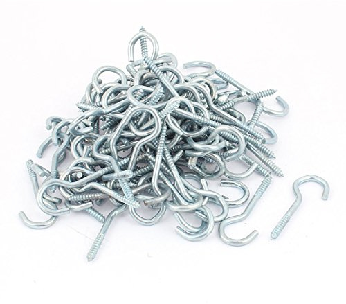 sourcing map 100 Stück 3.5mm Verzinkt Schraubhaken Holzgewinde Haken de | Wäscheleinenhaken