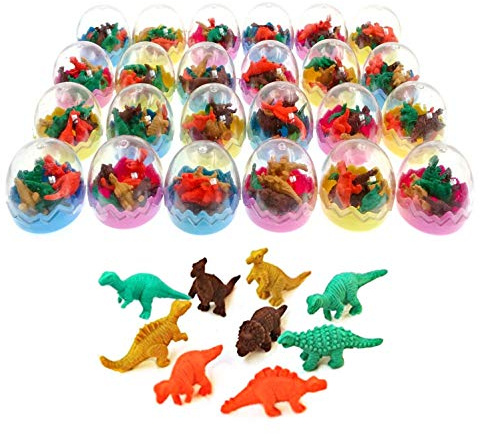 JZK 24x Dinosaurier Ei Spielzeug Dino Radiergummi Radierer, Dinosaurier Spielzeug Gastgeschenk Geschenke für Geburtstag Party Festival neues Jahr Weihnachten Ostereier