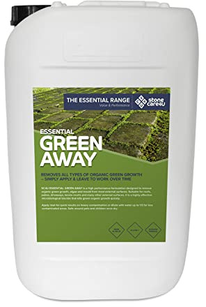 StoneCare4U Green Away - 25 Litre - Mould Remover, uPVC Cleaner, Patio Cleaner for Patio, Driveway, Roof, Wall & Decking - Fungicidal Wash & Algae Remover for Stone, Concrete & Artificial Grass