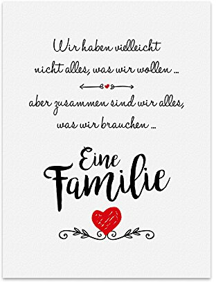 TypeStoff Kunstdruck, Poster mit Spruch – EINE FAMILIE - Typografie-Bild auf hochwertigem Karton - Plakat, Druck, Print Wandbild - KD-00101-M