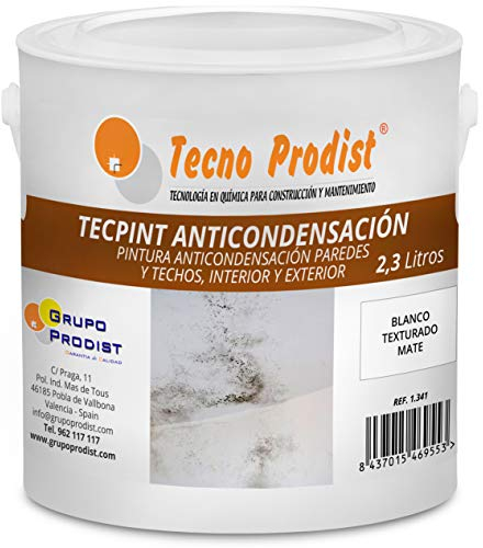 Tecno Prodist TECPINT ANTICONDENSACIÓN Vernice anticondensa by (2,3 L) - Idropittura traspirante per interni ed esterni - Pareti e soffitti - Ottima copertura (BIANCO)
