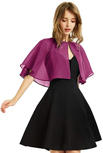 Soft Chiffon Shawl Wraps Shrug for Evening Wedding Women Accessories(Fuchsia)
