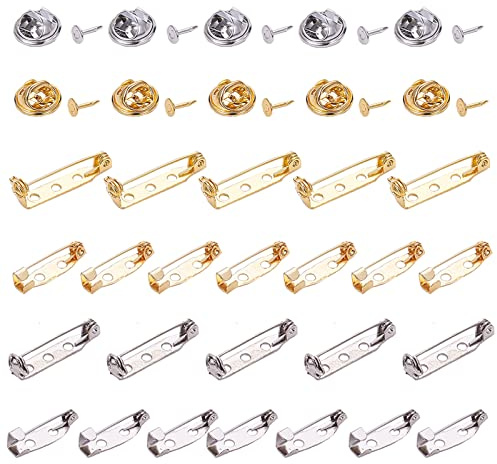 SUNNYCLUE 120pcs Broche de Alfiler los Resultados Incluyen 40 Juegos de Alfileres de Mariposa Y 80 Pines de 2 Barras con Pasador de Seguridad Broche de Seguridad para Ropa de Corbata Ropa Artesanal