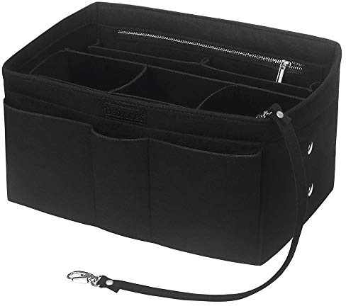 Betoores Filz Taschenorganizer für Frauen Handtaschen, mit Reißverschluss-Tasche und Schlüsselkette Handtaschen Organizer Handtaschenordner Taschen Organisator,Schwarz - M