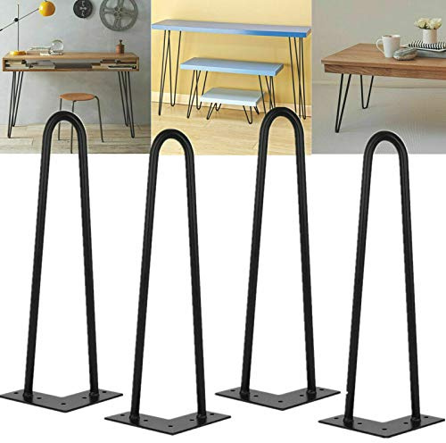 10inch Metal Furniture Hairpin Legs, 25cm Heavy Duty Industrial Coffee Table End Leg with Screws & Floor Protectors, Stable Standard Height Table Modern Furniture Hardware 4PCS DIY Leg