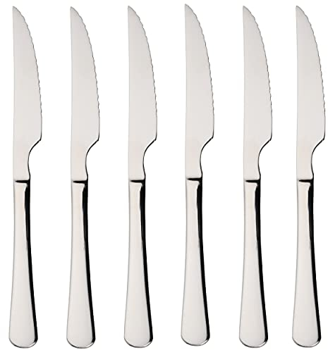 6 Steakmesser, Fleischmesser 22,5x2,05 cm Edelstahl 18/0 Schlichtes Und Elegantes Design