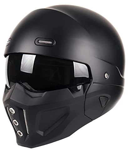 Woljay Offener Helm Integralhelm Motorradhelm Modulare Helme für Unisex-Adult Straße Fahrrad Kreuzer Roller DOT ECE genehmigt (X-Large,Mattschwarz)