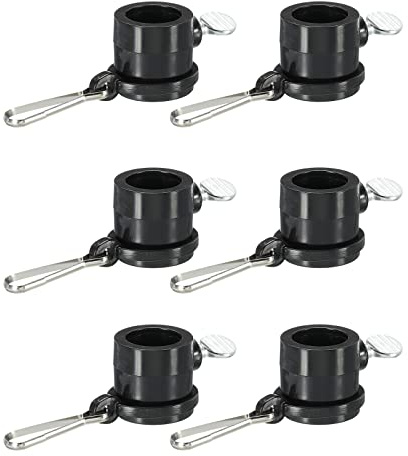 sourcing map Flag Pole Rings Mounting Clips Rotating Adjustable Fasteners 19mm x 27mm Black Pack of 6