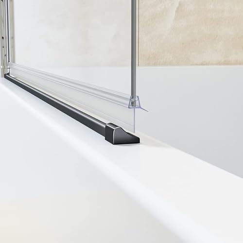 BD-Baode | 1x95cm Schwallschutzprofil für Dusche | Schwallleiste Alu | Schwallschutzleiste Dusche | Schwarz Spritzschutz-Dichtung für Glasduschen