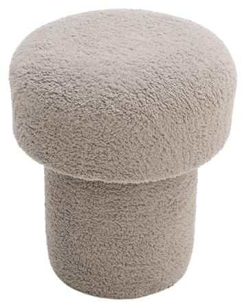 Dekorist Pilz Pouf Hocker, Dekorativ Sitzpouf, Sitzpuff, Fußhocker, Puff Hocker für Wohnzimmer, Outdoor Sitzhocker, Schlafzimmer, 40x40x42h cm, Grau