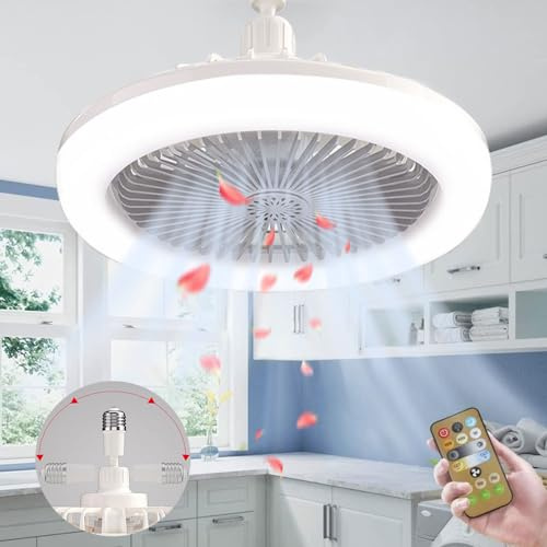 Anyingkai Lampadario con Ventilatore da Soffitto,E27 Ventola Soffitto con Luce,Plafoniera con Ventilatore da Soffitto,Ventilatore a Soffitto con Luce e Telecomando(grigio)
