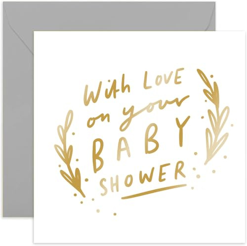 Old English Co. With Love On Your Baby Shower Card for Expecting Mum To Be - Special Gold Foil Baby Shower Card - Congratulations Pregnancy Announcement Card | Blank Inside with Envelope