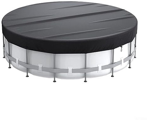 URPIZY 15 Ft Round Swimming Pool Cover, Solar Covers for Above Ground Pools, Foldable Outdoor Swimming Pool Dust Cover Windproof Waterproof UV Pool Cover (Black)