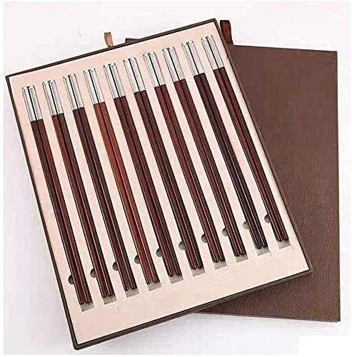 BebeXi Bacchette Giapponesi Bacchette Coreane Set Riutilizzabile in Acciaio Inossidabile da 10 Paia, Argento Opaco, Senza Vernice, Senza Cera, Bacchette da 26 cm