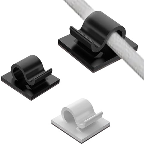 60 Stück Selbstklebende Kabelklemme, Kabelmanagement Drahtklammern, Kabelorganisator, Draht Kabel Halter, Ladekabelklemme, Kabelführungsclips, für Kabelmanagement (Schwarz, Weiß)