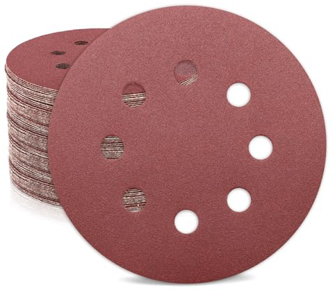 ZEHIQ 125mm Schleifscheiben 180 Körnung 50 Stück 8 Loch Klett | 8 Loch Staubabsaugung, Aluminiumoxid langlebig, Feines Schleifen, Klettverschluss, Schneller Wechsel, Glattes Finish