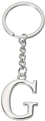 PATIKIL Porte-Clés avec Initiale, Pendentif de Lettre G, Porte-Clés DIY pour Sac à Dos, Décoration pour Hommes et Femmes, Cadeaux de Fête, Argenté