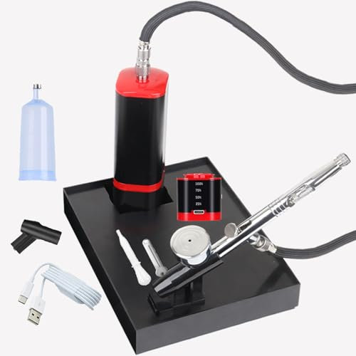 COLOR PEAK Cordless Airbrush kit with air Brush Holder Replaceable 2pcs Batteries Powered Portable handhold mini air Brush Compressor for Barber,Nail,Cake,Miniature,Model,Leather Art