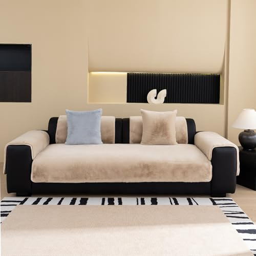 jianyana Sofa überzug Sofabezüge aus Samt Weich rutschfest Strapazierfähig Couchunterlage für 2 3 und 4 Sitzer Warm Atmungsaktiv Maschinenwaschbar für Ledersofa Bank Ecksofa Universal