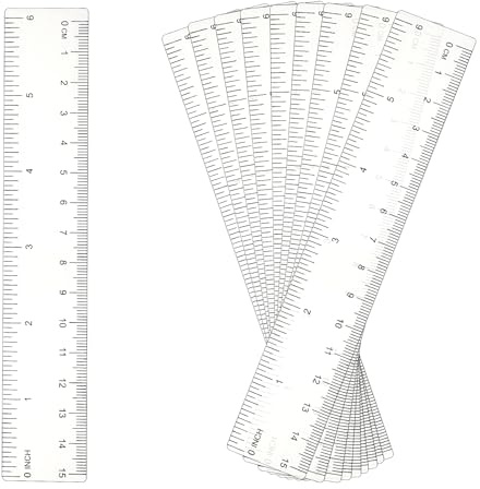 Tucnoeu 10 Stück Lineal 15cm Klares mit Zoll Zentimeter Lineal Klein 6 Zoll | für Schule, Büro Zeichnen und Entwerfen