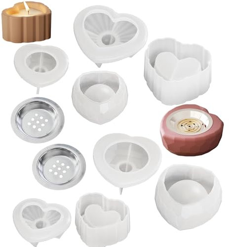 Stampo Per Dolci Fai Da Te + Colla A Goccia Di Cristallo A Forma Di Cuore + Tazza Per Candela Di Diamante + Accessori Per Incenso