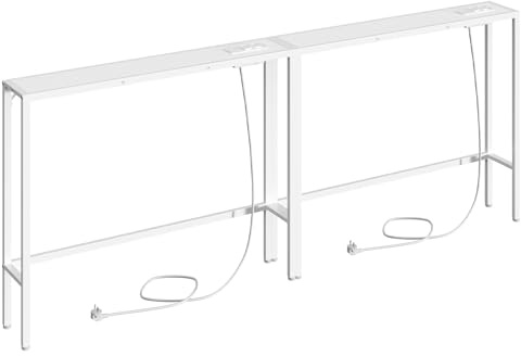 MAHANCRIS Konsolentisch mit Ladestation, 2er Set, 200 cm Eingangstisch, Schmaler Beistelltisch, Flurtisch mit Steckdosen und USB-Anschlüssen, für Wohnzimmer, Schlafzimmer, Weiß ACTWT968UE01S2