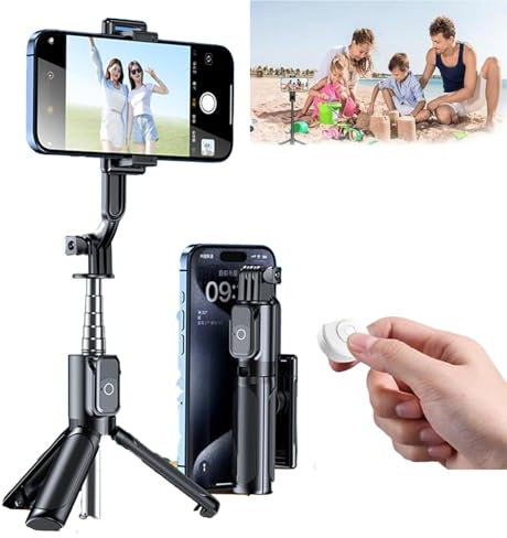 Elevopro 360,Elevo Pro,Adjustable Selfie Stick Tripod with Detachable Remote, Elevopro Vlogger Pro,3-in-1 Mini Extendable Phone Grip Tripod Works On All Smartphones (Black)
