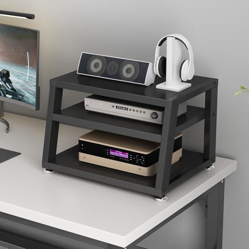 2/3/4-stufiger AV-Medienständer, Desktop- oder Stand-Audio-Rack, CD-Player-Ständer, Home Corner Stereo Equipment Components Cabinet, Multifunktions-Lagerregal mit Holzregalen(A-3 Tier,50cm(19.7in))