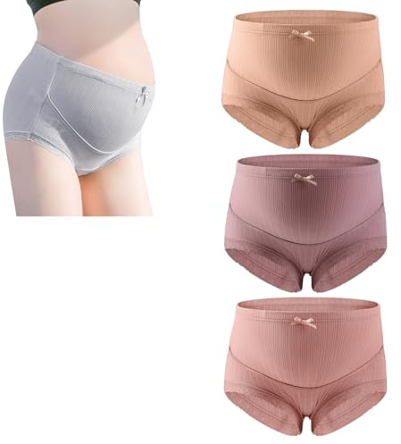 Generisch Umstandsunterwäsche, Damen-Umstandsunterwäsche mit hoher Taille, weiche, Bequeme Baumwoll-Slips für die Schwangerschaft (3pcs C,5XL)