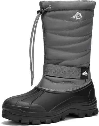 Kricely Snow Boots Mens Womens Waterproof Warm Winter Ankle BootsGray 43