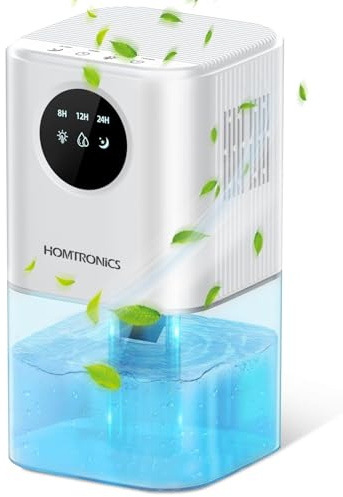 Deshumidificador Pequeño 1700ML, [Temporización] Homtronics Silencioso Deshumificadores con 7 Colores Luz, Apaga Automáticamente, Deshumificadores de Humedad Eléctrico para Baños, Dormitorios, Sótanos