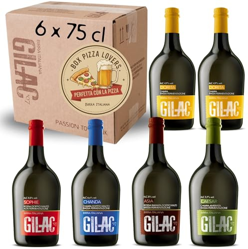 Birre artigianali confezione regalo Beerbox Pizza lover 6 bottiglie da 75cl, Birra artigianale Italiana di alta qualità, Degustazione birra selezione premium - Idea regalo