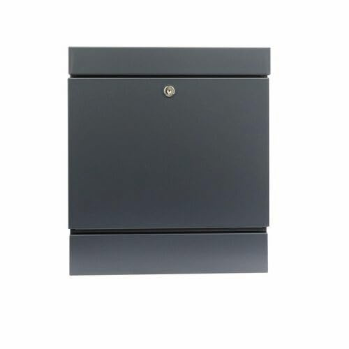 Dummy BURG-WÄCHTER Briefkasten Anthrazit RAL 7016 mit Zeitungsfach, personalisiert mit Edelstahl V2A Namensschild, rostfreier, moderner Postkasten, Opt. Zubehör & Montage