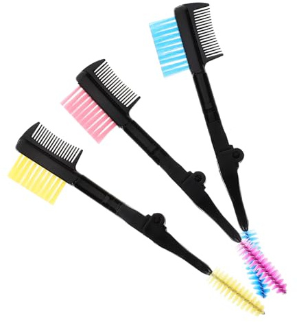 Veemoon 3piezas Cepillos Rizadores de Pestañas Peine para Cejas de Moda Unidades Doble Cabezal Herramienta para Peinar Cejas Uso Portátil Maquillaje