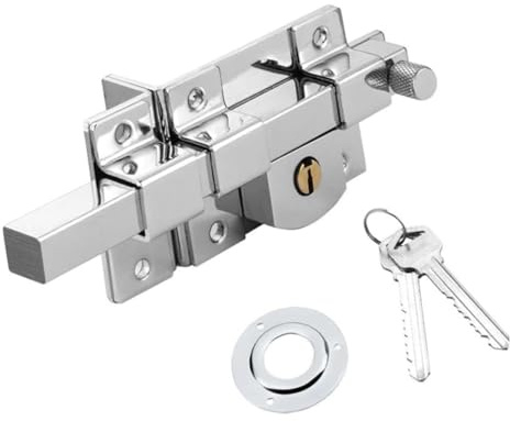 Långt grindlås for trägrind, metalllås med dubbelsidigt lås, mekaniskt dörrlås for trädörrar och trädgårdsstaket(Left)