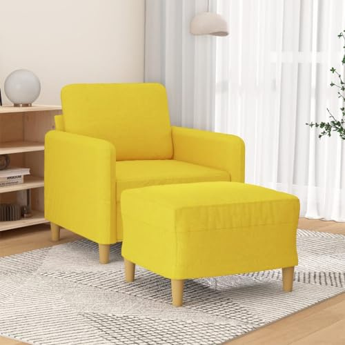 Owoxanthellate Sessel mit Hocker Hellgelb 78x77x80 cm aus strapazierfähigem Stoff Modernes Design Robust und Bequem Schlafsessel Klein für Wohnzimmer Schlafzimmer Büro