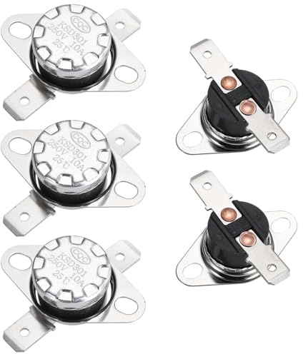 QUARKZMAN 5 Stück KSD301 Thermoschalter, 25℃ Normal Geschlossen Temperaturschalter 250V 10A Thermostat Bakelit Bimetall Thermoschutz für Mikrowellen, Backöfen, Kaffeemaschinen