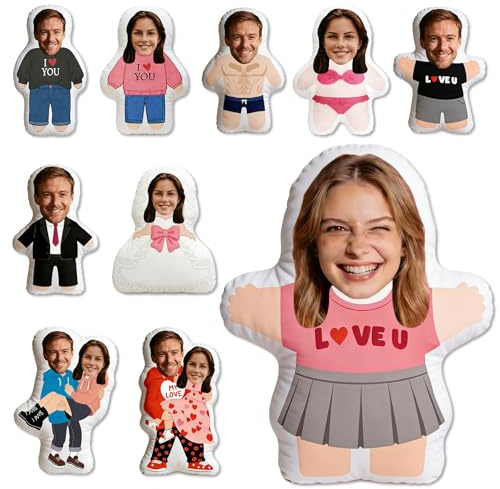 Coussin Personnalisé Photo avec Visage 3D, Peluche Personnalisée Cadeau