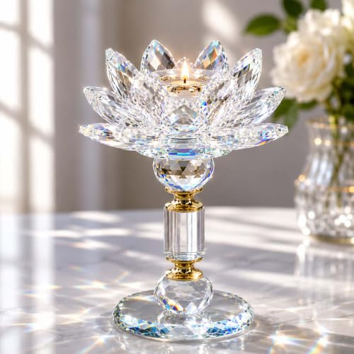 Crystal Candle Holder, Modern Candlestick Holders for Living Room, Wedding, Fireplace, Dining Table, Anniversary Present