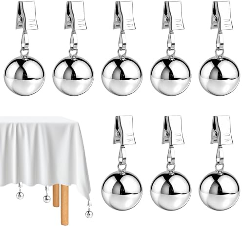 8 Piezas Pesas para Manteles de Exterior, 65g/pcs, Contrapesos para Cortinas por Pesas, Pesos Resistentes para Manteles de Acero Inoxidable, Pesos para Manteles con Pinza para Exterior Jardin Terraza