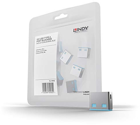 LINDY USB Port Blocker (without key) - Pack of 10 Colour Code: Blue