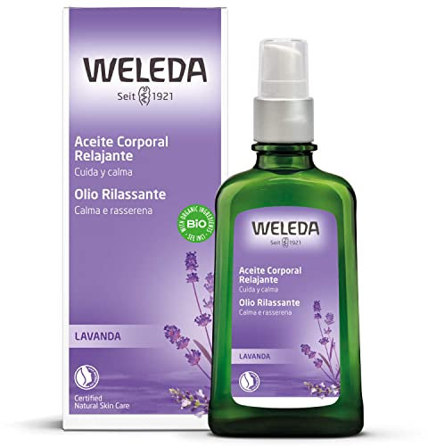 Weleda Olio Rilassante Lavanda, a base di oli di mandorle dolci e di sesamo, ad alto contenuto di acidi grassi insaturi, lascia la pelle morbida e idrata (1X100 ml)