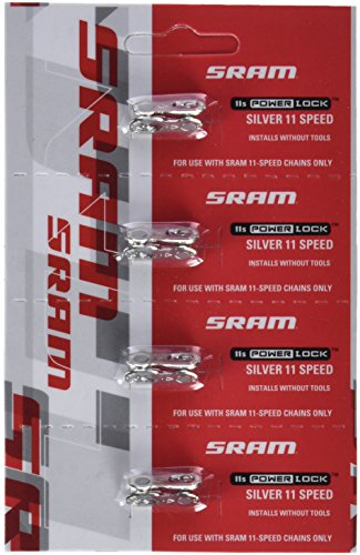SRAM 00.2518.003.000 Eslabon De Cadena Power Lock 11V Silver 1 pack ( 4 Unidades), Unisex Adulto, Plateado