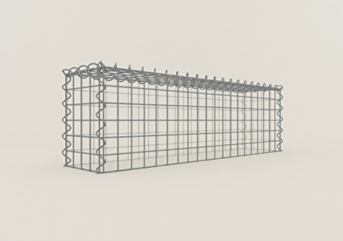 GABIONA Cesta para piedra (rectangular, malla de 5 x 5 cm, profundidad de 20 cm, cesta de cultivo tipo 3, cierre de espiral, galvanizada (100 x 30 x 20 cm)