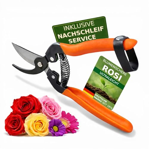 GARTENPAUL Bypass Gartenschere Rosi, inkl. Nachschleifservice, superleicht mit nur 115g, Rosenschere Blumenschere Kräuterschere, Qualität seit 30 Jahren, für Blumen Schnittblumen Rosen und mehr